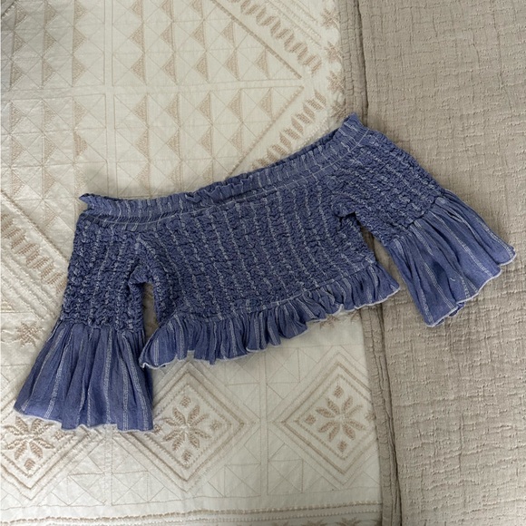 Free People | Blue striped crop top (XS) - Picture 2 of 5